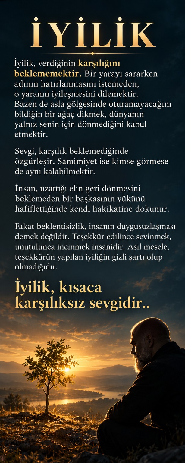 İyilik, Karşılıksız Sevgidir özgün yazı görseli